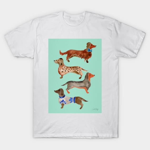 Blue Dachshunds T-Shirt by CatCoq